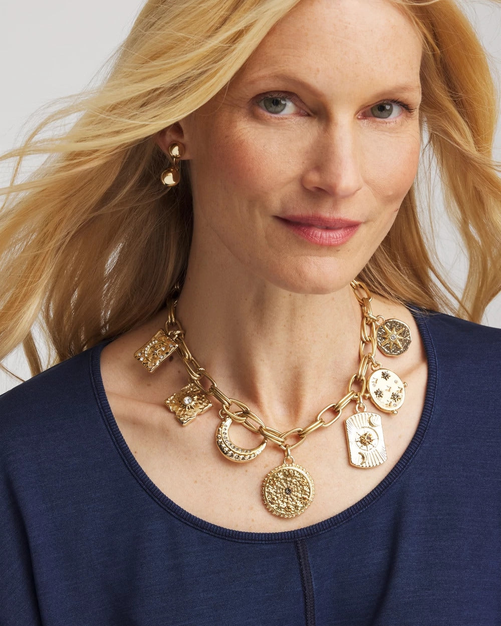 Chico's Gold Celestial Charm Necklace Gold