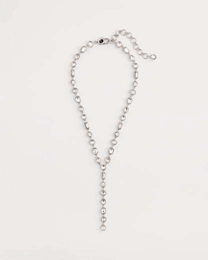 Chico's Bezel Set Silvertone Y-Necklace Silver