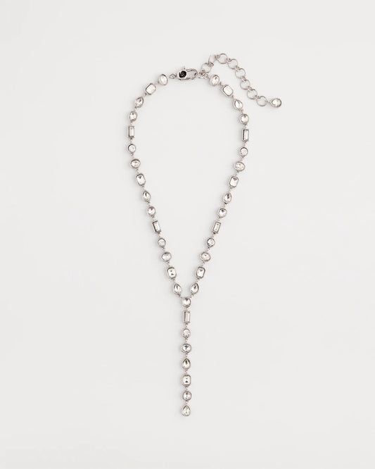 Chico's Bezel Set Silvertone Y-Necklace Silver