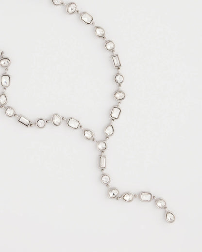 Chico's Bezel Set Silvertone Y-Necklace Silver