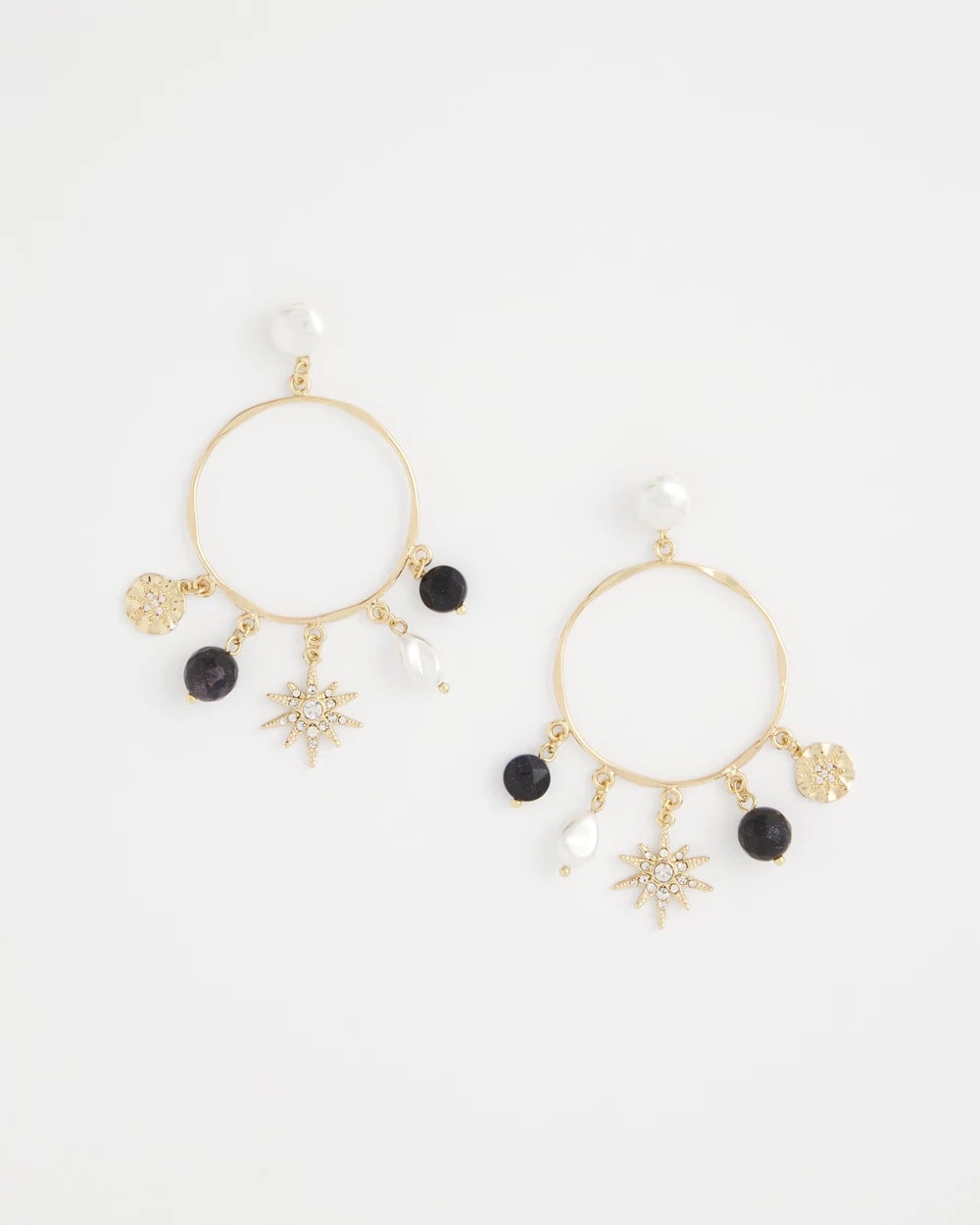 Chico's Starry Night Charm Hoop Earrings Gold