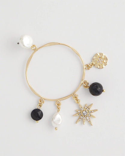 Chico's Starry Night Charm Hoop Earrings Gold
