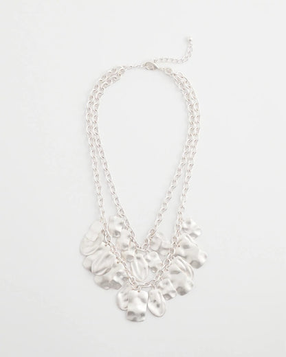 Chico's Double Square Charm Pendant Necklace Silver