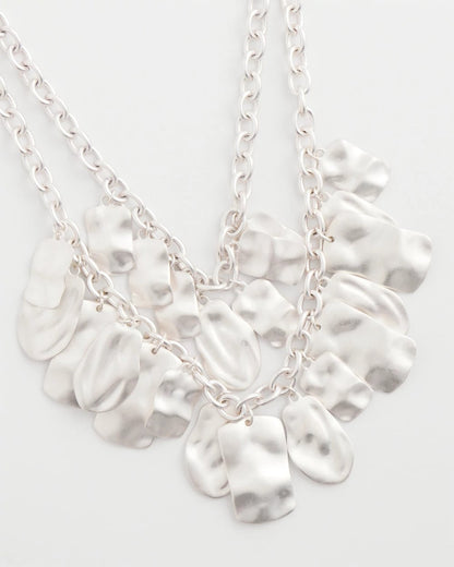 Chico's Double Square Charm Pendant Necklace Silver