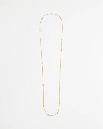 Chico's Fine Crystal Long Chain Necklace Gold