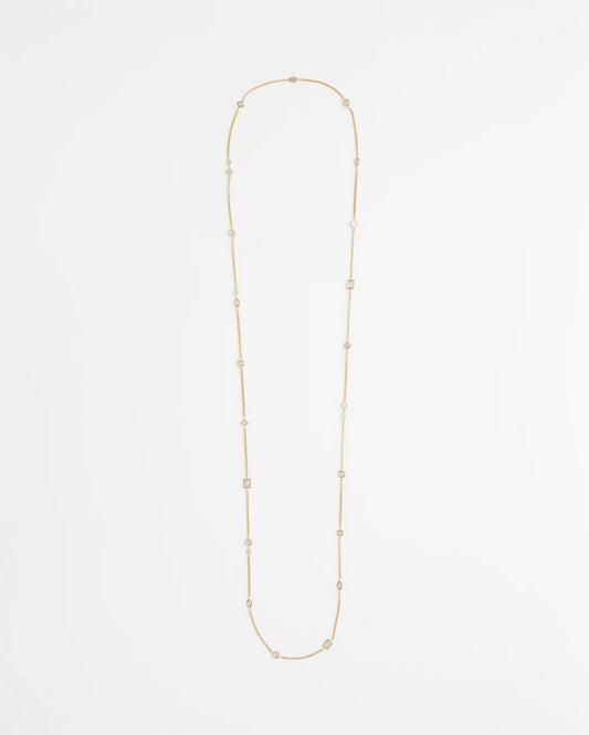 Chico's Fine Crystal Long Chain Necklace Gold