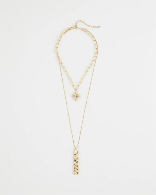 Chico's Convertible Zodiac Pendant Necklace Gold
