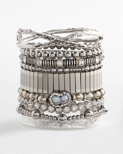Chico's Silver Tone Stretch Watchband Bracelet Silver