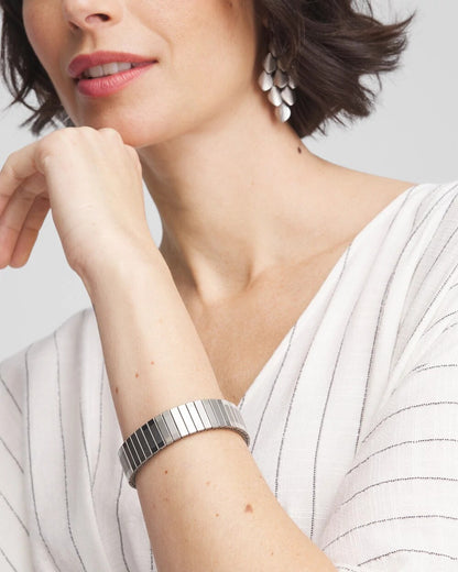 Chico's Silver Tone Stretch Watchband Bracelet Silver
