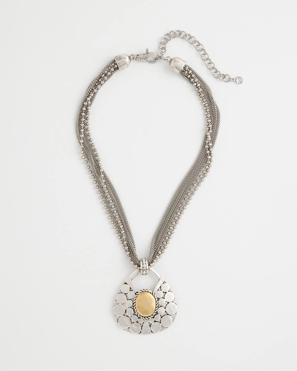 Chico's Island Metal Pendant Necklace Mixed Metals