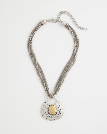 Chico's Island Metal Pendant Necklace Mixed Metals