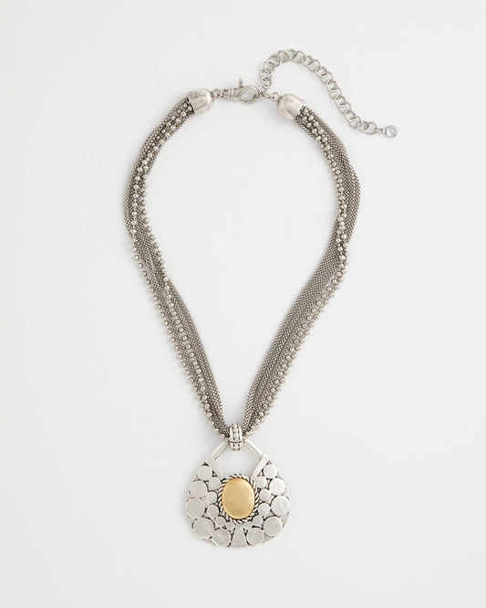 Chico's Island Metal Pendant Necklace Mixed Metals