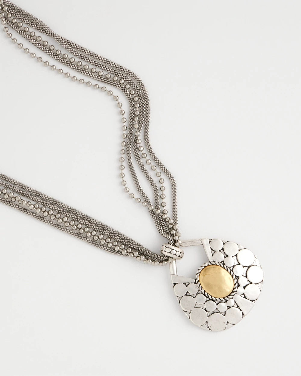 Chico's Island Metal Pendant Necklace Mixed Metals