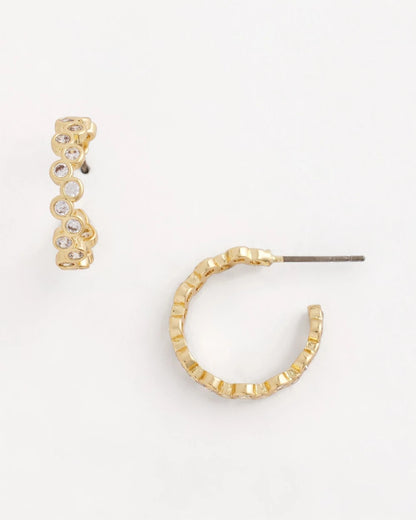 Chico's Goldtone Cubic Zirconia Hoop Earrings Gold