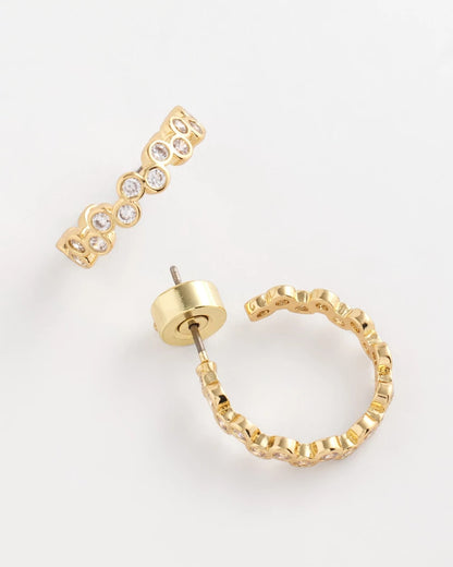 Chico's Goldtone Cubic Zirconia Hoop Earrings Gold