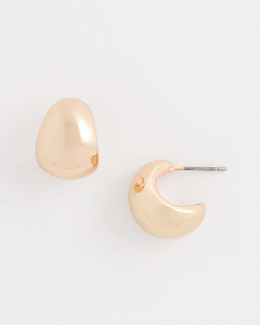 Chico's Rose Gold Huggie Hoop Earrings Mixed Metals