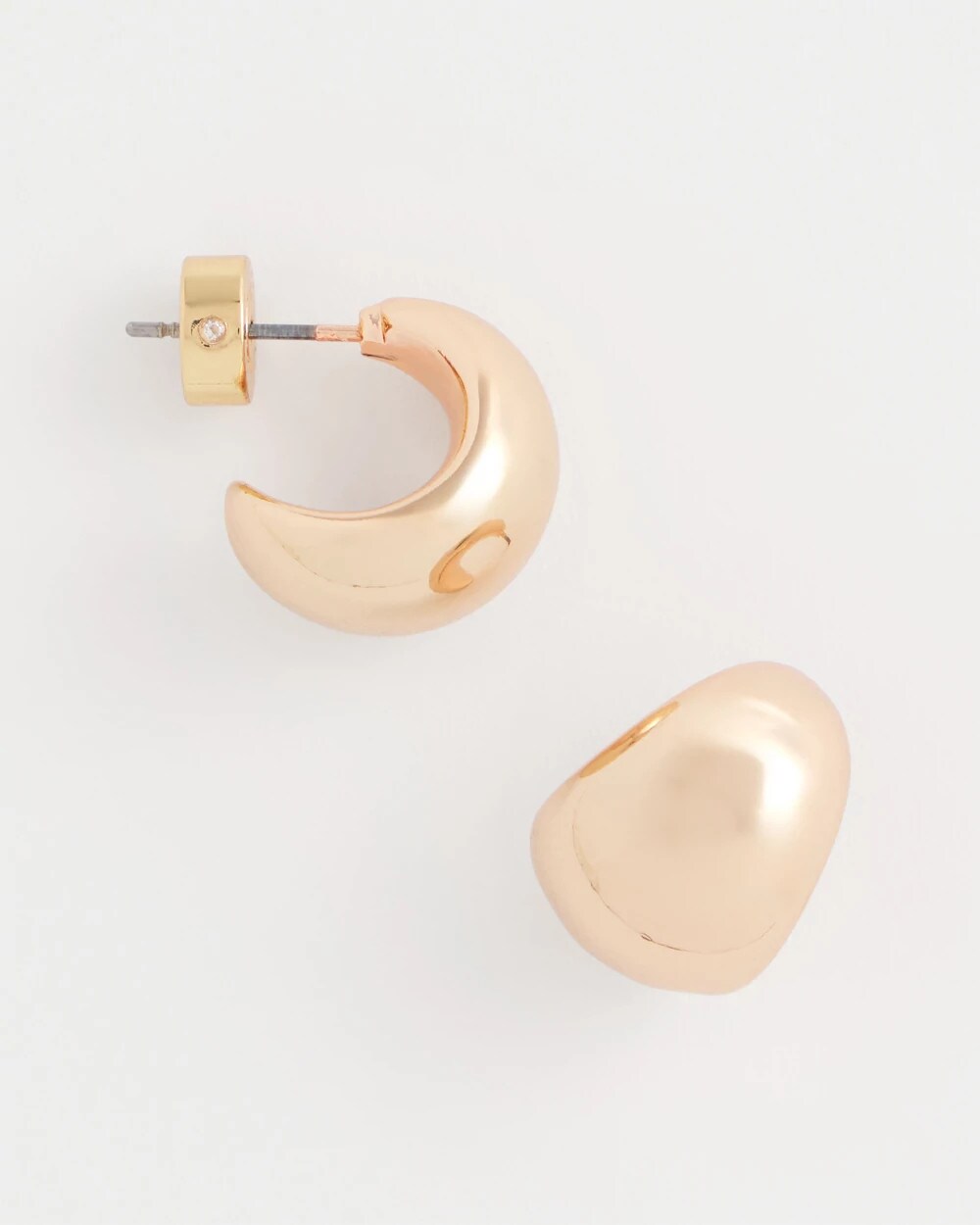 Chico's Rose Gold Huggie Hoop Earrings Mixed Metals