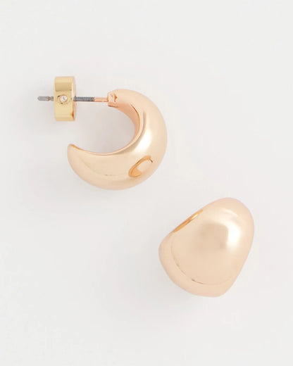 Chico's Rose Gold Huggie Hoop Earrings Mixed Metals