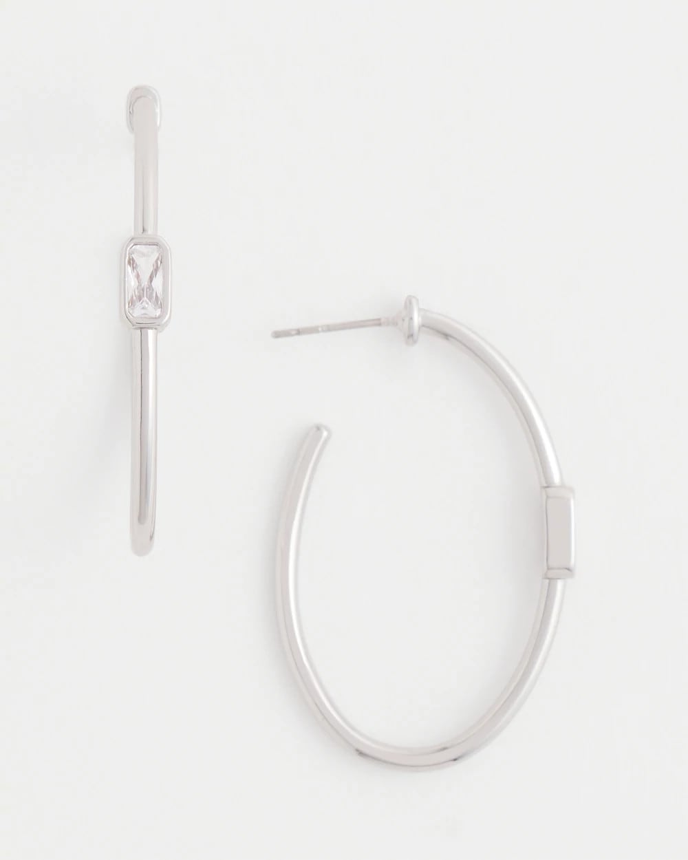Chico's Silver Oval Hoop Earrings Silver