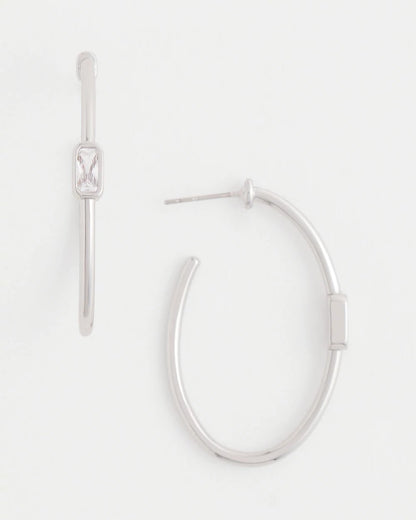 Chico's Silver Oval Hoop Earrings Silver