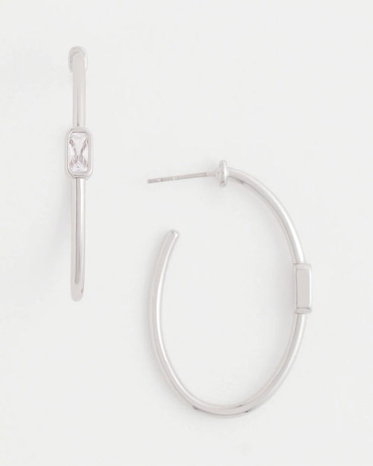 Chico's Silver Oval Hoop Earrings Silver
