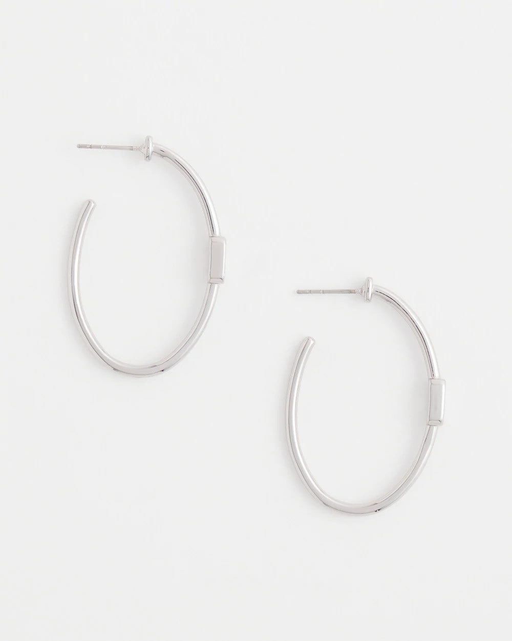 Chico's Silver Oval Hoop Earrings Silver