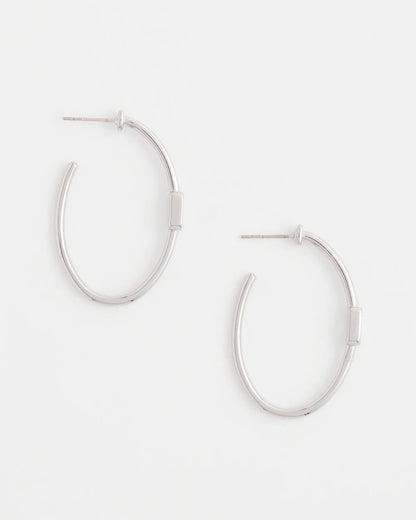 Chico's Silver Oval Hoop Earrings Silver