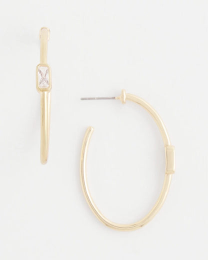 Chico's Gold Oval Hoop Earrings Gold