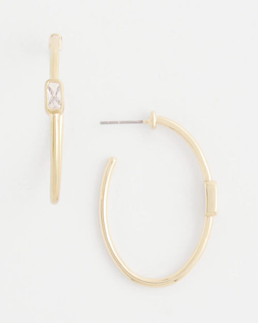 Chico's Gold Oval Hoop Earrings Gold