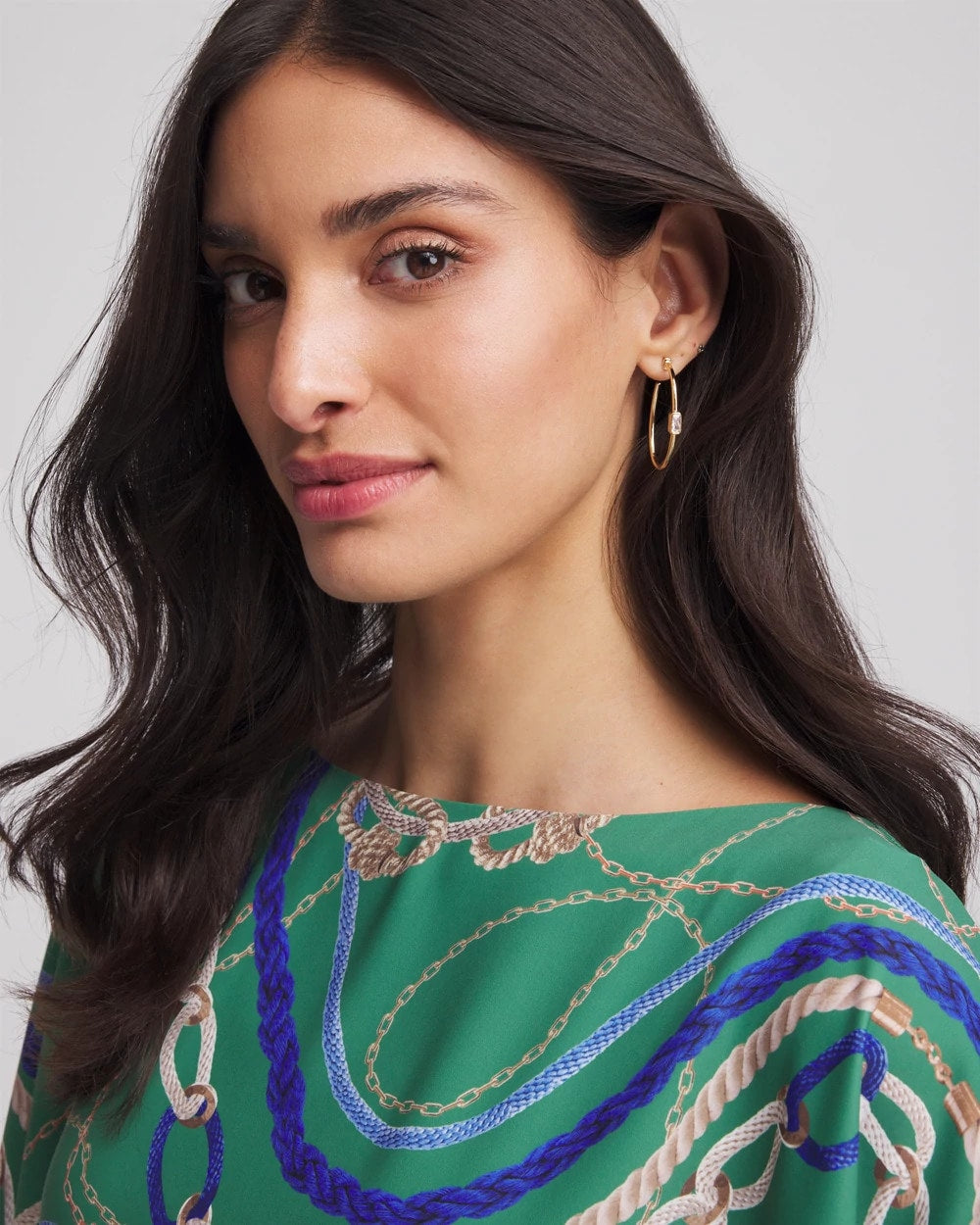 Chico's Gold Oval Hoop Earrings Gold