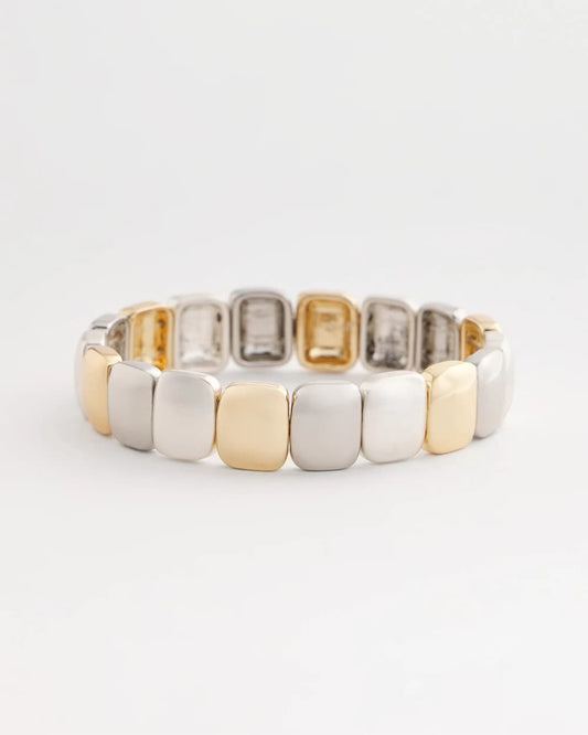 Chico's Mixed-Metal Matte Square Stretch Bracelet Mixed Metals