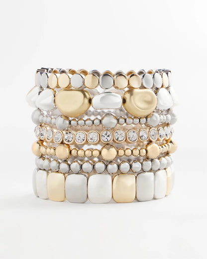 Chico's Mixed-Metal Matte Square Stretch Bracelet Mixed Metals