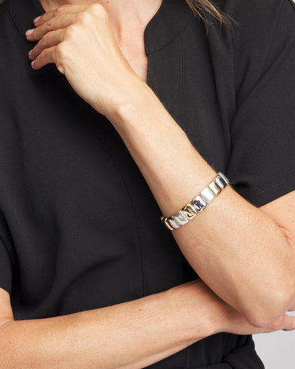Chico's Mixed-Metal Matte Square Stretch Bracelet Mixed Metals