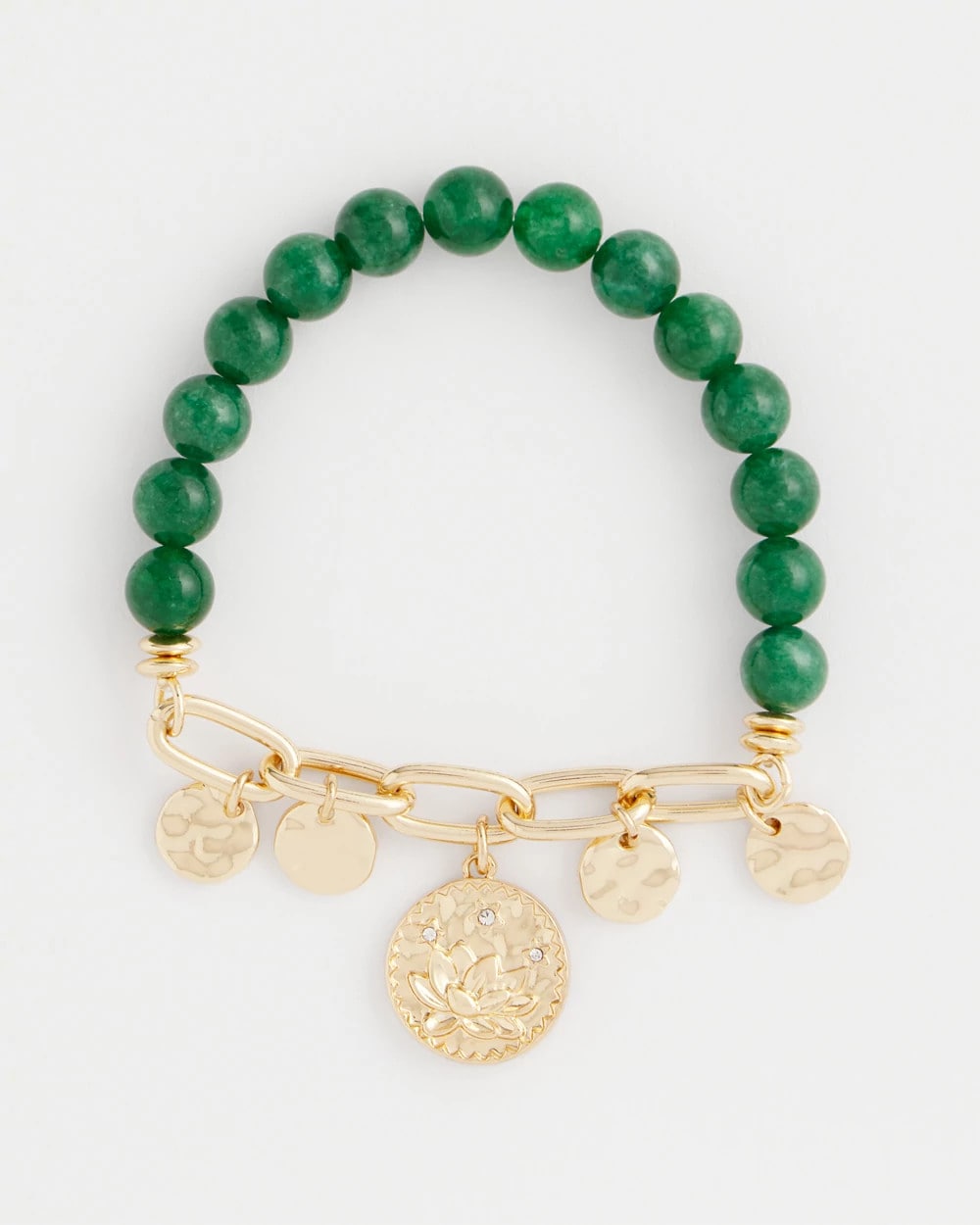 Chico's Green Jade Stone Charm Bracelet Green