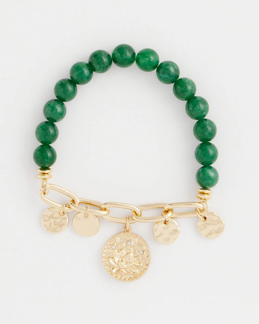 Chico's Green Jade Stone Charm Bracelet Green