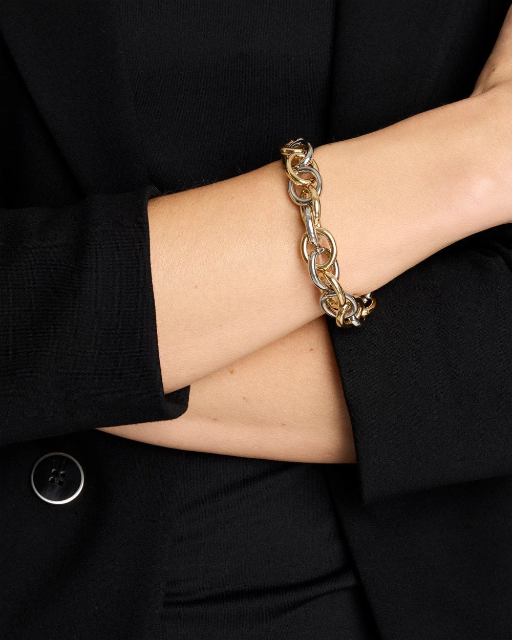 Chico's Open Link Stretch Bracelet Mixed Metals