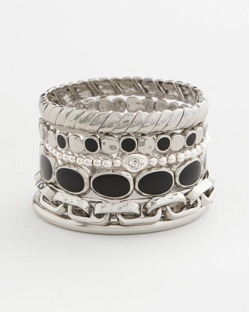 Chico's Black Mini Circle Stretch Bracelet Black