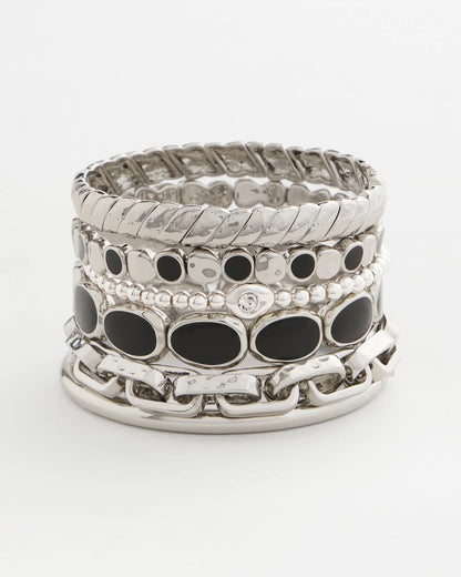 Chico's Black Mini Circle Stretch Bracelet Black