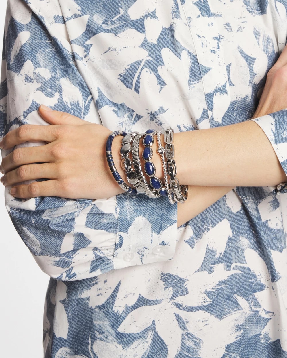 Chico's Blue Enamel Hinge Bangle Blue