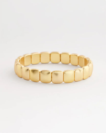 Chico's Golden Matte Square Stretch Bracelet Gold
