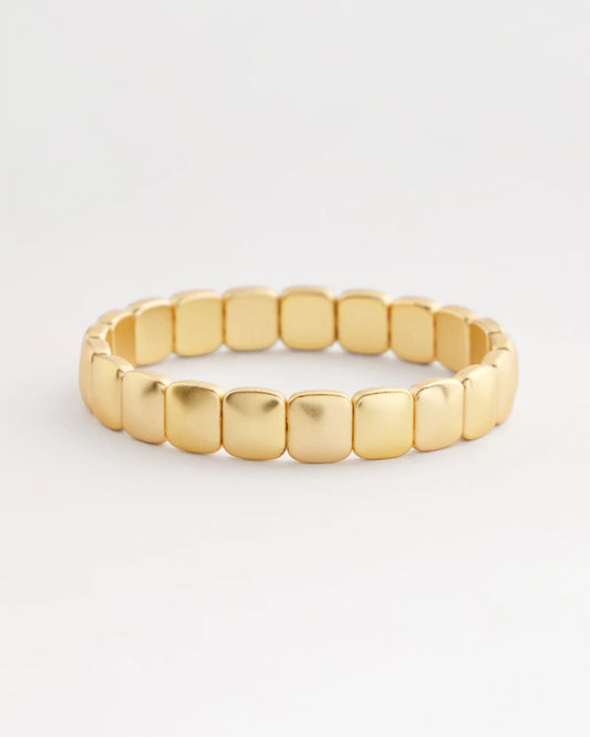 Chico's Golden Matte Square Stretch Bracelet Gold