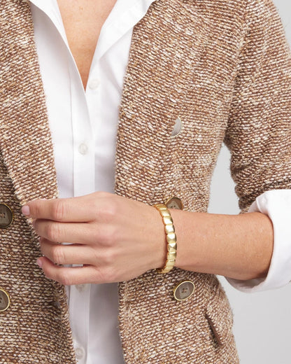 Chico's Golden Matte Square Stretch Bracelet Gold