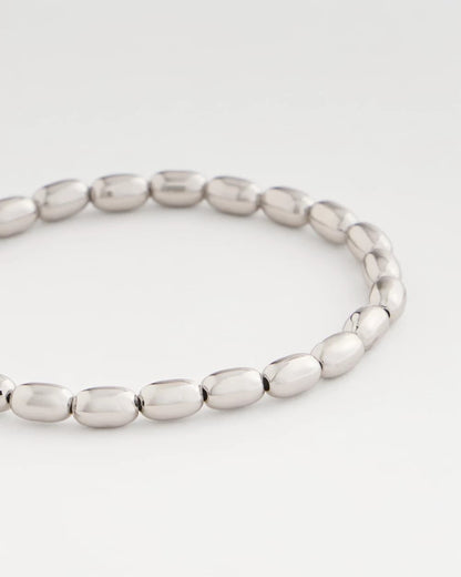 Chico's Silvertone Oval Beaded Stretch Bracelet Silver