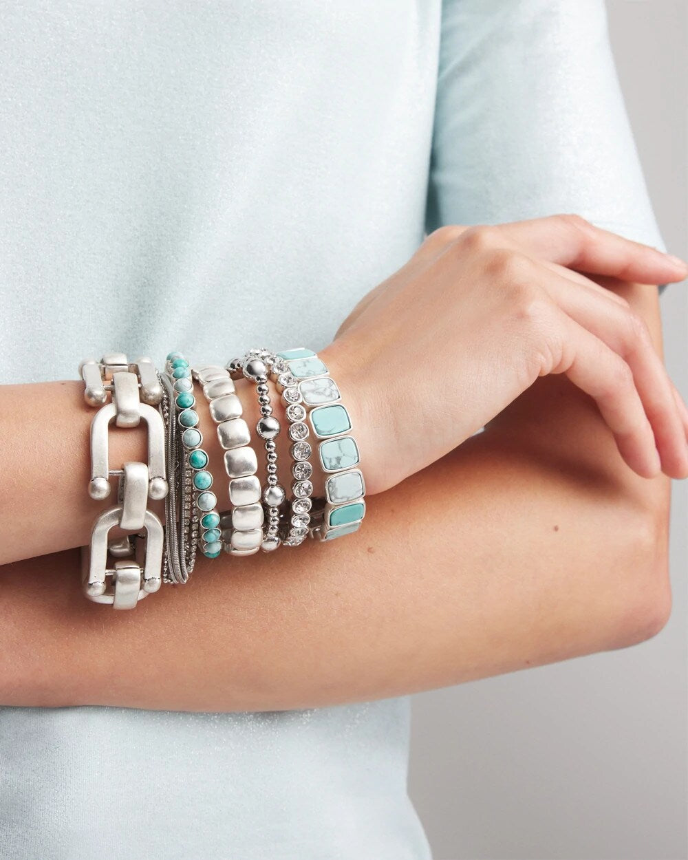 Chico's Silvertone Link Chain Bracelet Silver