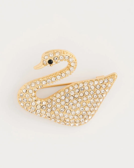 Chico's Sparkling Swan Brooch Gold