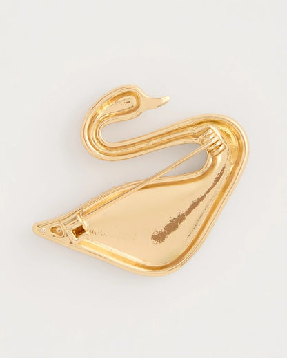 Chico's Sparkling Swan Brooch Gold