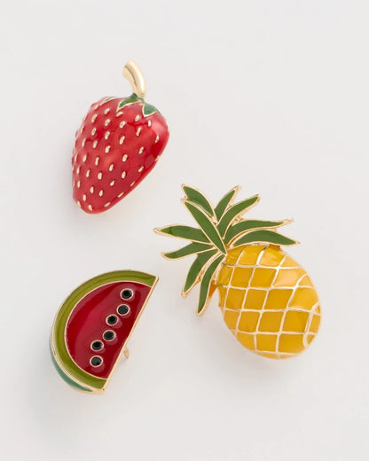 Chico's Fruit Brooch Set Multi