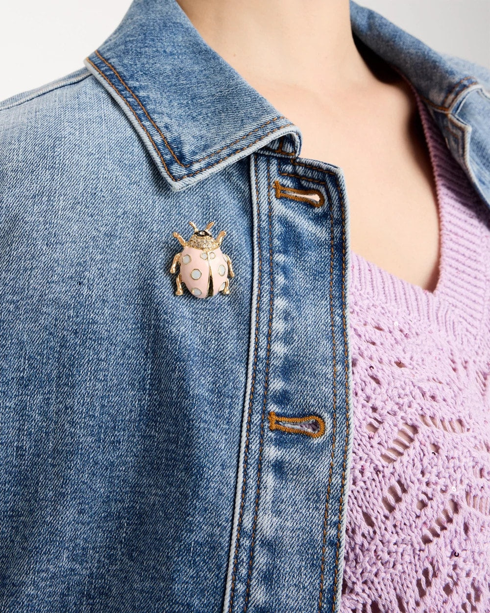 Chico's Lady Bug Brooch Pink
