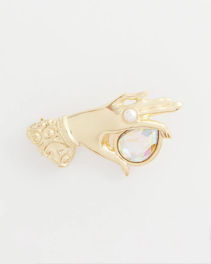 Chico's Fortune Teller Gem Brooch Gold