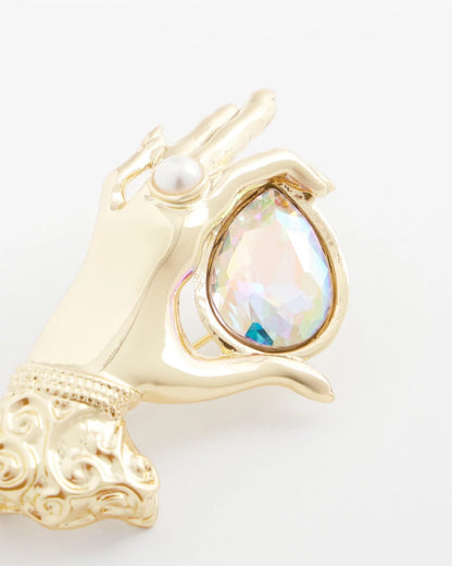 Chico's Fortune Teller Gem Brooch Gold